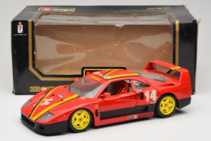 Ferrari F40 Evoluzione #14 L. Dalla Noce H&R Roșu cu Roți Galbene 1992 Bburago 1:18 3042-H1 Metal - imaginea 8 din 8