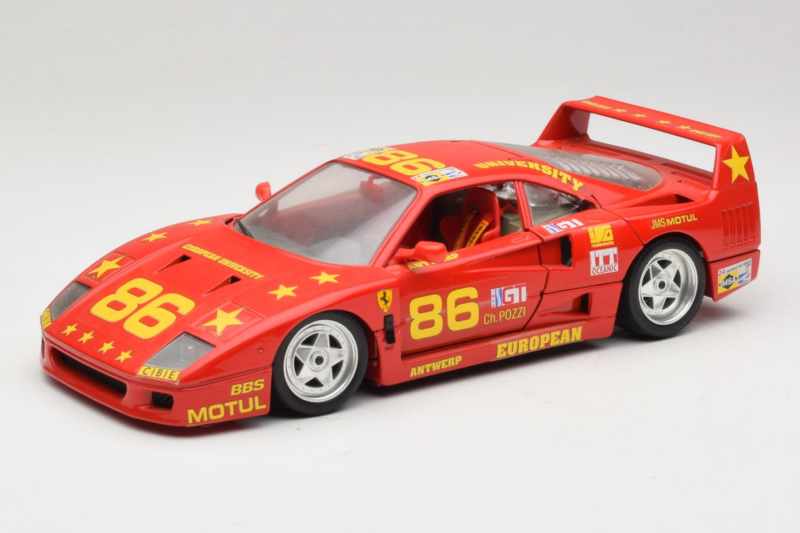 Ferrari F40 LM #86 Ch. Pozzi IMSA 24 Hours of Le Mans 1985 Roșu Bburago 1:18 3332-P6 Metal