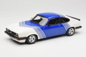 Ford Capri Mk2 3.0 Alb cu Dungi Albastre Minichamps 1:18 155788600 Metal
