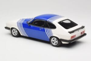 Ford Capri Mk2 3.0 Alb cu Dungi Albastre Minichamps 1:18 155788600 Metal - imaginea 5 din 6