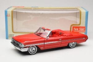Ford Galaxie 500 Cabriolet Roșu Sun Star 1:18 1420 Metal - imaginea 8 din 8