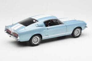Ford Mustang Shelby GT500 Albastru Deschis Metalic Cu Dungi Albe AUTOart 1:18 72907 Metal - imaginea 3 din 8