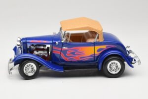 Ford Roadster Street Rod Albastru with Fire Road Signature 1:18 92249 Metal - imaginea 4 din 8