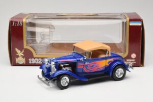 Ford Roadster Street Rod Albastru with Fire Road Signature 1:18 92249 Metal - imaginea 8 din 8