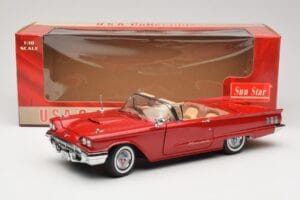Ford Thunderbird Cabriolet Roșu Sun Star 1:18 4311 Metal - imaginea 8 din 8