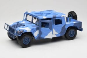 Hummer H1 Humvee Albastru & Alb Motormax 1:18 73157 Metal - imaginea 2 din 8