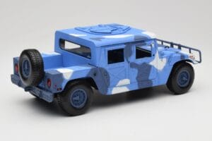 Hummer H1 Humvee Albastru & Alb Motormax 1:18 73157 Metal - imaginea 3 din 8