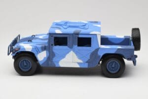 Hummer H1 Humvee Albastru & Alb Motormax 1:18 73157 Metal - imaginea 4 din 8