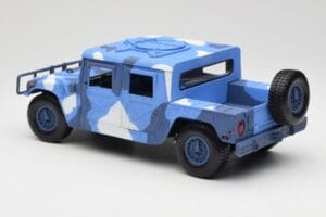 Hummer H1 Humvee Albastru & Alb Motormax 1:18 73157 Metal - imaginea 7 din 8