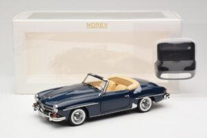 Mercedes 190 SL W121 Middle Blue Norev 1:18 183403 Metal - imaginea 8 din 8