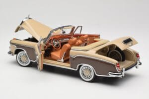 Mercedes 220 SE W128 Cabriolet Roșu Bronz Sun Star 1:18 3572 Metal - imaginea 5 din 8