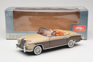 Mercedes 220 SE W128 Cabriolet Roșu Bronz Sun Star 1:18 3572 Metal - imaginea 8 din 8
