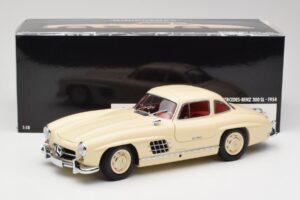 Mercedes 300 SL W198 Crem Cu Interior Roșu Minichamps 1:18 180039002 Metal - imaginea 8 din 8