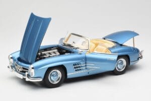 Mercedes 300 SL W198 Roadster Hardtop Light Blue Metallic Minichamps 1:18 180039042 Metal - imaginea 2 din 9