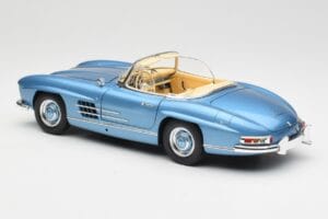 Mercedes 300 SL W198 Roadster Hardtop Light Blue Metallic Minichamps 1:18 180039042 Metal - imaginea 8 din 9