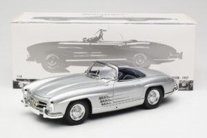Mercedes 300 SL W198 Roadster Silver Metallic Minichamps 1:18 180039030 Metal - imaginea 8 din 8