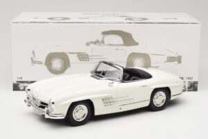 Mercedes 300 SL W198 Roadster Alb Cu Capota Moale Minichamps 1:18 180039034 Metal - imaginea 9 din 9
