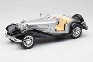 Mercedes 500K Roadster Argintiu Bburago 1:18 3020-M1 Metal - imaginea 2 din 8