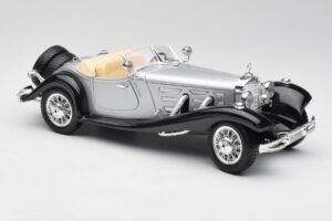 Mercedes 500K Roadster Argintiu Bburago 1:18 3020-M1 Metal - imaginea 6 din 8