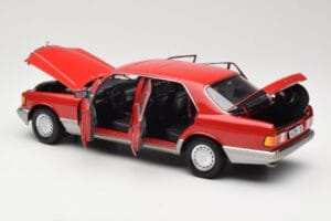 Mercedes 560 SEL W126 Roșu Norev 1:18 183463 Metal - imaginea 5 din 8