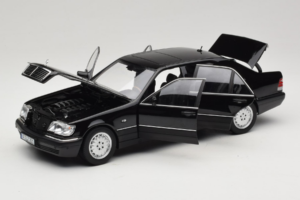 Mercedes S-Class W140 S600 Obsidian Black Metallic Norev 1:18 183045 Metal - imaginea 2 din 8