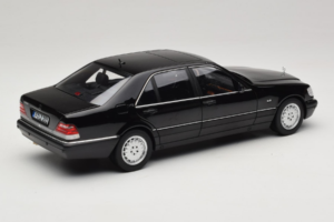 Mercedes S-Class W140 S600 Obsidian Black Metallic Norev 1:18 183045 Metal - imaginea 3 din 8