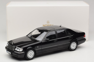 Mercedes S-Class W140 S600 Obsidian Black Metallic Norev 1:18 183045 Metal - imaginea 8 din 8