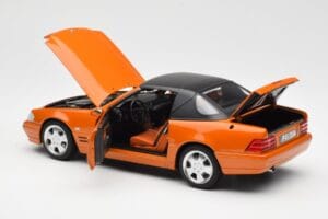 Mercedes SL 500 R129 Portocaliu Metallic Norev 1:18 183752 Metal - imaginea 5 din 8