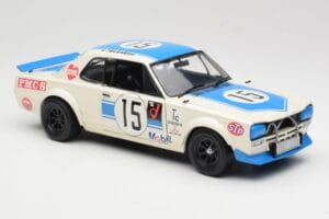 Nissan Skyline 2000GT-R KPGC10 #15 K. Takahashi Nissan Works JTCC 1972 Kyosho 1:18 08122B Metal - imaginea 6 din 8