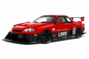 Nissan Skyline ER34 LB Super Silhouette Active Red GT Spirit 1:18 GT570 Rășină - imaginea 2 din 2