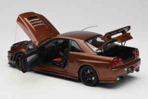 Nissan Skyline GT-R R34 Customized Metallic Bronze MotorHelix 1:18 M83414 Metal - imaginea 5 din 8