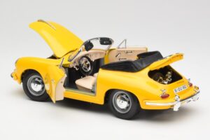 Porsche 356B Cabriolet Galben Bburago 1:18 3031 Metal - imaginea 5 din 8