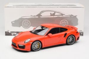 Porsche 911 991 Turbo S Lava Orange Minichamps 1:18 110067120 Metal - imaginea 8 din 8