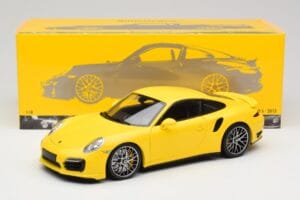Porsche 911 991 Turbo S Galben Cu Jante Argintii Minichamps 1:18 110062322 Metal - imaginea 8 din 8