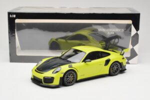 Porsche 911 991.2 GT2 RS Verde Lime cu Jante Argintii Minichamps 1:18 155068309 Metal - imaginea 6 din 6