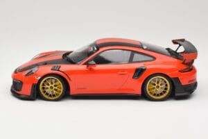 Porsche 911 991.2 GT2 RS Portocaliu Weissach Package Jante Aurii Minichamps 1:18 155068305 Metal - imaginea 3 din 6