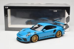 Porsche 911 991.2 GT3 RS Albastru cu Jante Aurii Minichamps 1:18 155068222 Metal - imaginea 6 din 6