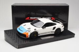 Porsche 911 991.2 GT3 RS Manthey Racing Alb & Albastru & Portocaliu Minichamps 1:18 MR-911-GT3RS-1805 Metal - imaginea 6 din 6