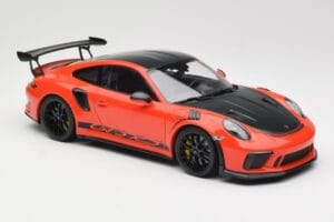 Porsche 911 991.2 GT3 RS Weissach Package Lava Orange Wording Jante Magneziu Negre Minichamps 1:18 153068226 Metal - imaginea 4 din 6
