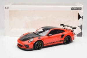 Porsche 911 991.2 GT3 RS Weissach Package Lava Orange Wording Jante Magneziu Negre Minichamps 1:18 153068226 Metal - imaginea 6 din 6