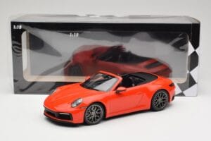 Porsche 911 992 Carrera 4S Cabriolet Portocaliu Minichamps 1:18 155067334 Metal - imaginea 6 din 6