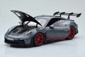 Porsche 911 992 GT3 RS Arctic Gri Pyro Roșu Norev 1:18 187350 Metal - imaginea 2 din 8