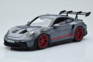 Porsche 911 992 GT3 RS Arctic Gri Pyro Roșu Norev 1:18 187350 Metal