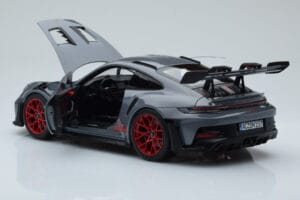 Porsche 911 992 GT3 RS Arctic Gri Pyro Roșu Norev 1:18 187350 Metal - imaginea 5 din 8