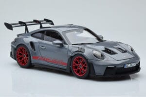 Porsche 911 992 GT3 RS Arctic Gri Pyro Roșu Norev 1:18 187350 Metal - imaginea 6 din 8
