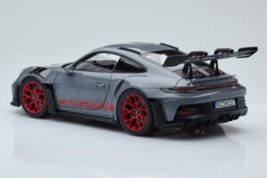 Porsche 911 992 GT3 RS Arctic Gri Pyro Roșu Norev 1:18 187350 Metal - imaginea 7 din 8