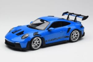 Porsche 911 992 GT3 RS Albastru & Roți Argintii & Decor Negru Minichamps 1:18 153062234 Metal