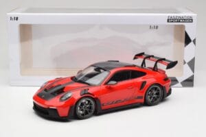 Porsche 911 992 GT3 RS Guards Roșu & Roți Argintii Weissach Package Minichamps 1:18 153062246 Metal - imaginea 6 din 6