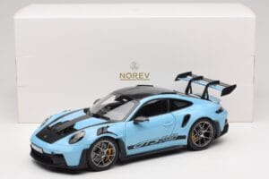 Porsche 911 992 GT3 RS Weissach Pack Gulf Blue Norev 1:18 187367 Metal - imaginea 8 din 8