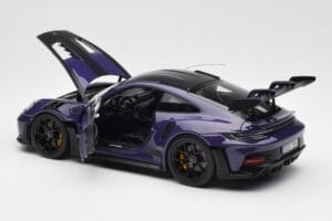 Porsche 911 992 GT3 RS Weissach Package Ultraviolet Norev 1:18 187368 Metal - imaginea 5 din 8